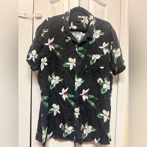 Marc Anthony Black Floral Button Down Shirt